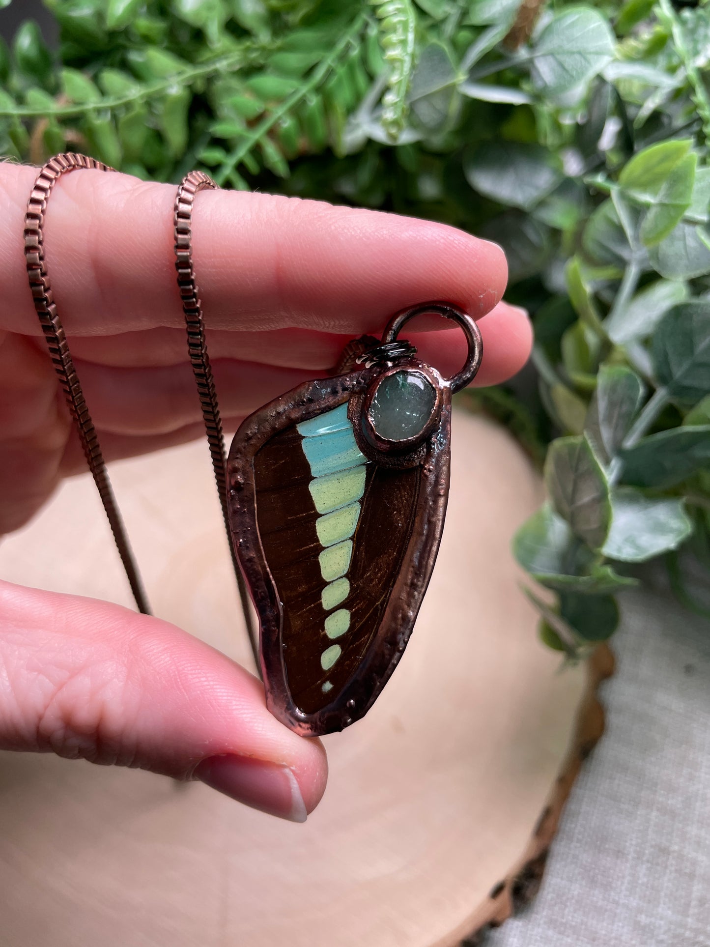 Green Aventurine Butterfly Wing Necklace