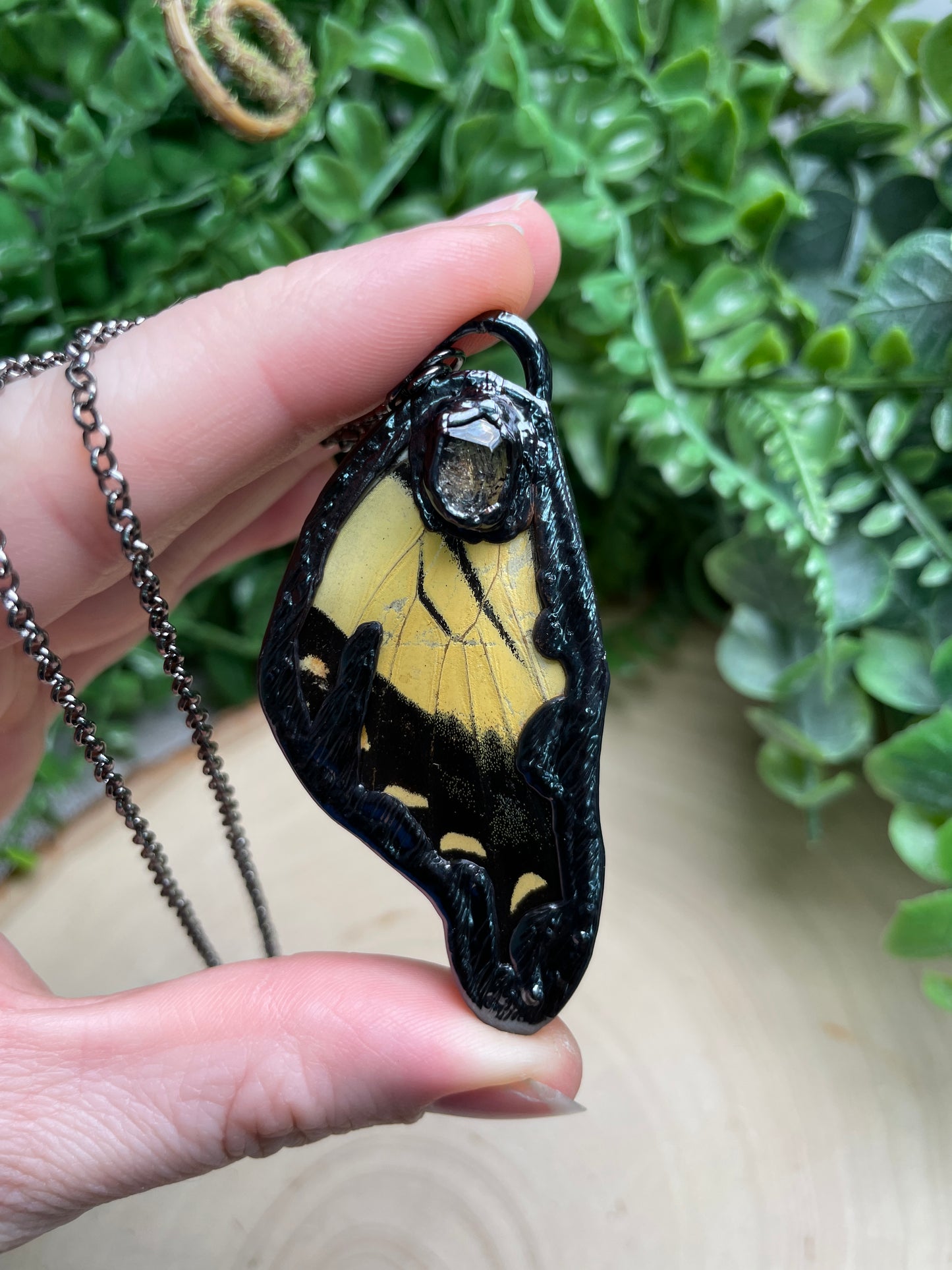 Herkimer Diamond Butterfly Wing Necklace