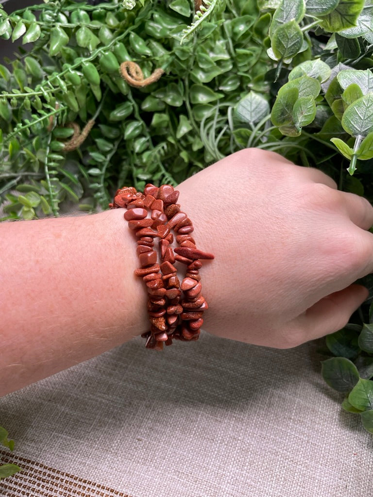 Goldstone Chip Bracelet