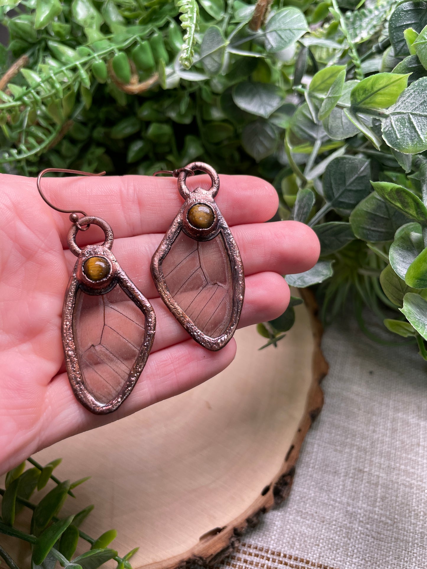 Tigers Eye Butterfly Wing Earrings