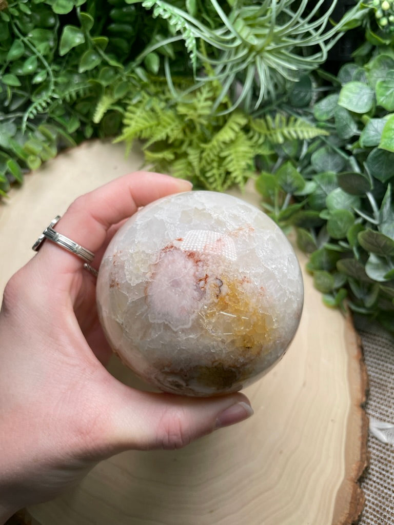 Quartz and Flower Agate Sphere