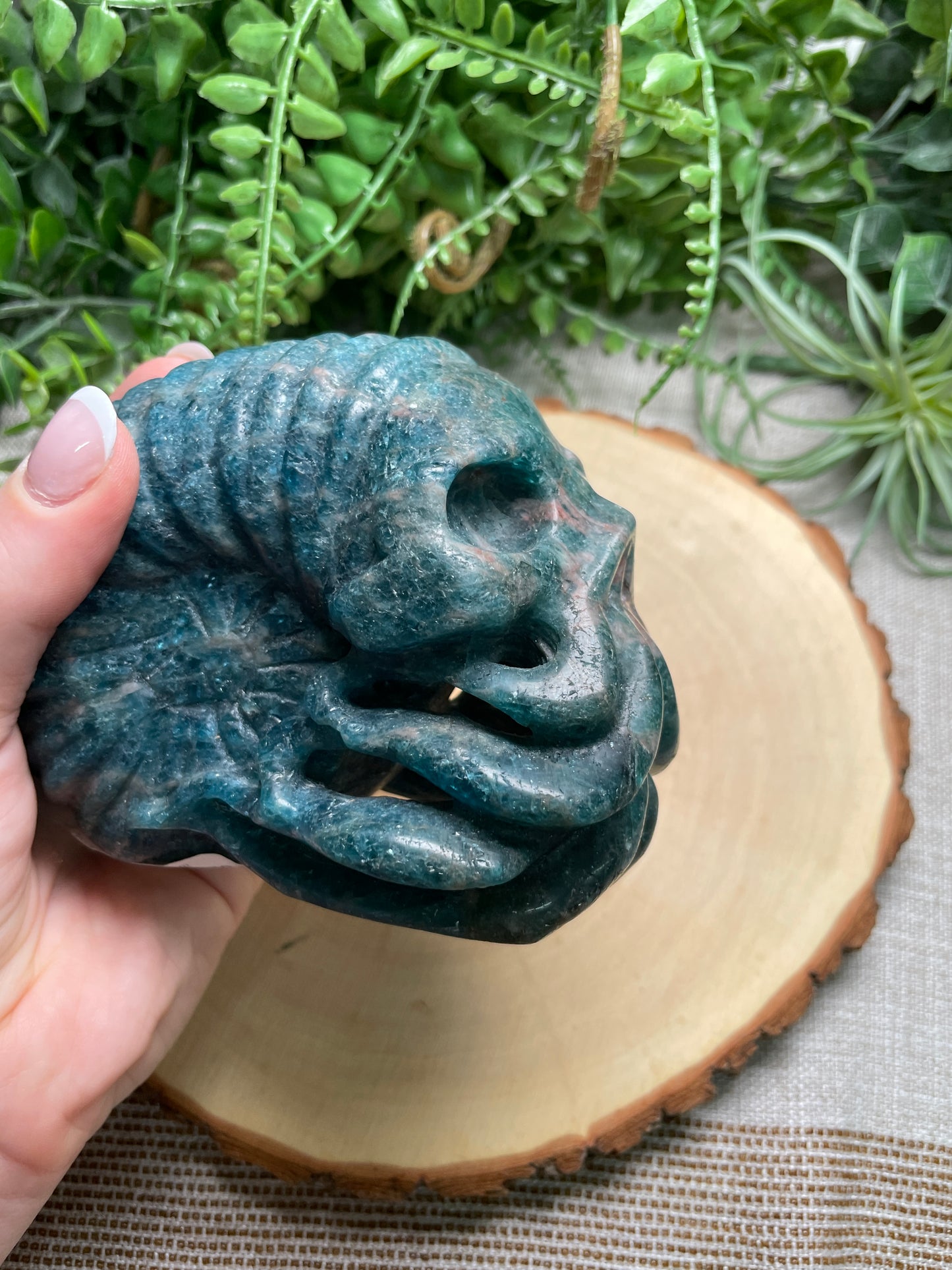 Blue Apatite Cthulhu Skull