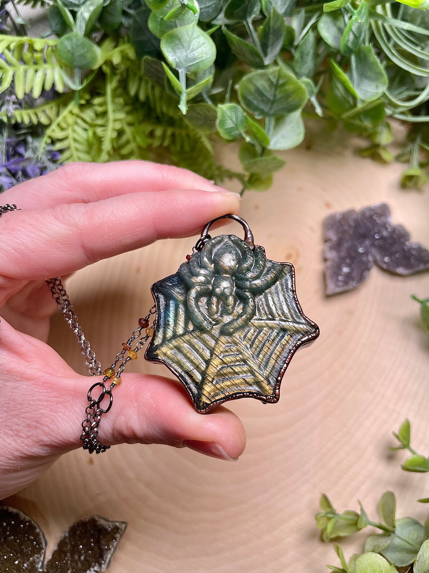 Weaver- Labradorite Spider Necklace