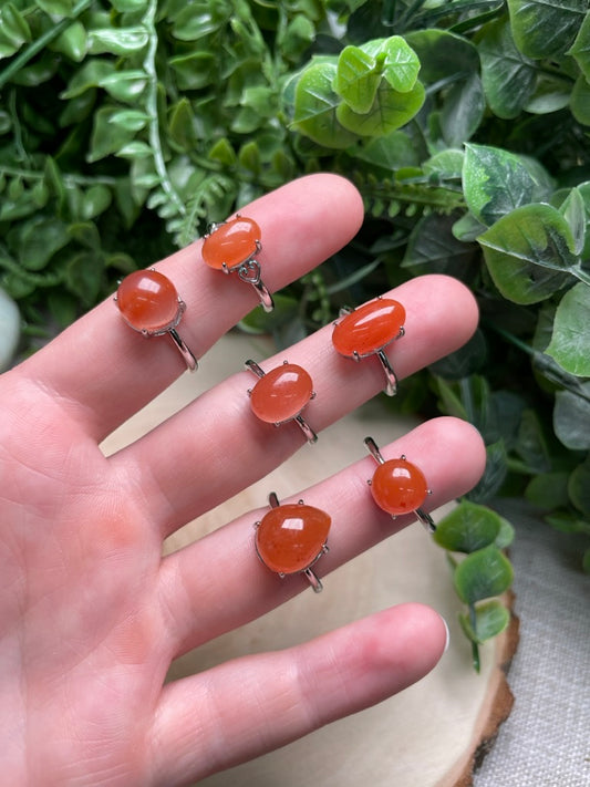 Orange Agate Adjustable Ring