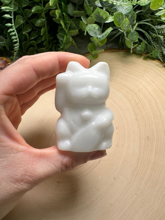 Synthetic White Jade Lucky Cat