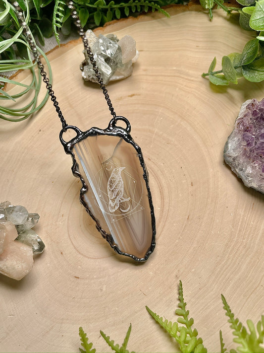 Agate Crow Necklace