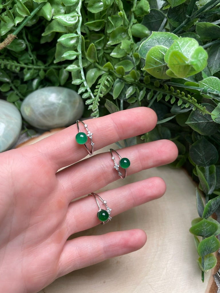 Green Agate Adjustable Ring