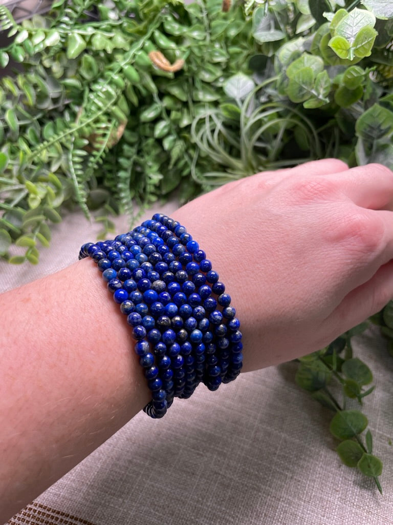 Lapis 4mm Beaded Bracelet