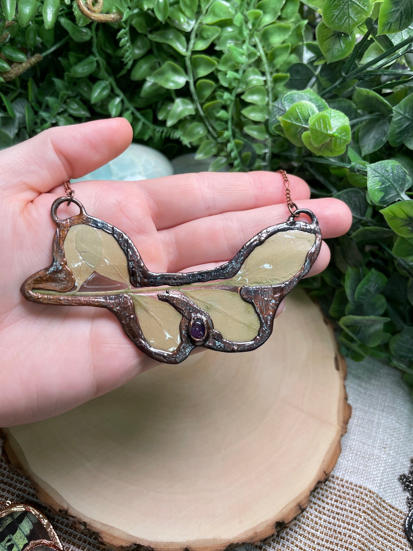 Amethyst and Leaves Necklace