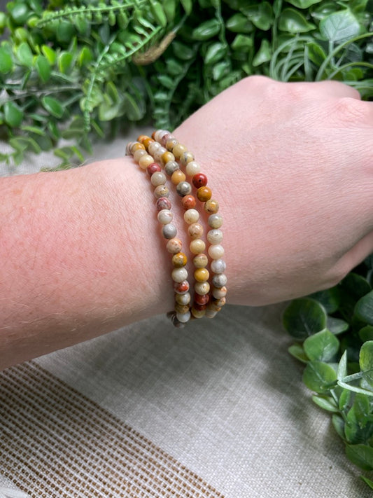 Crazy Lace Agate 4mm Beaded Bracelet