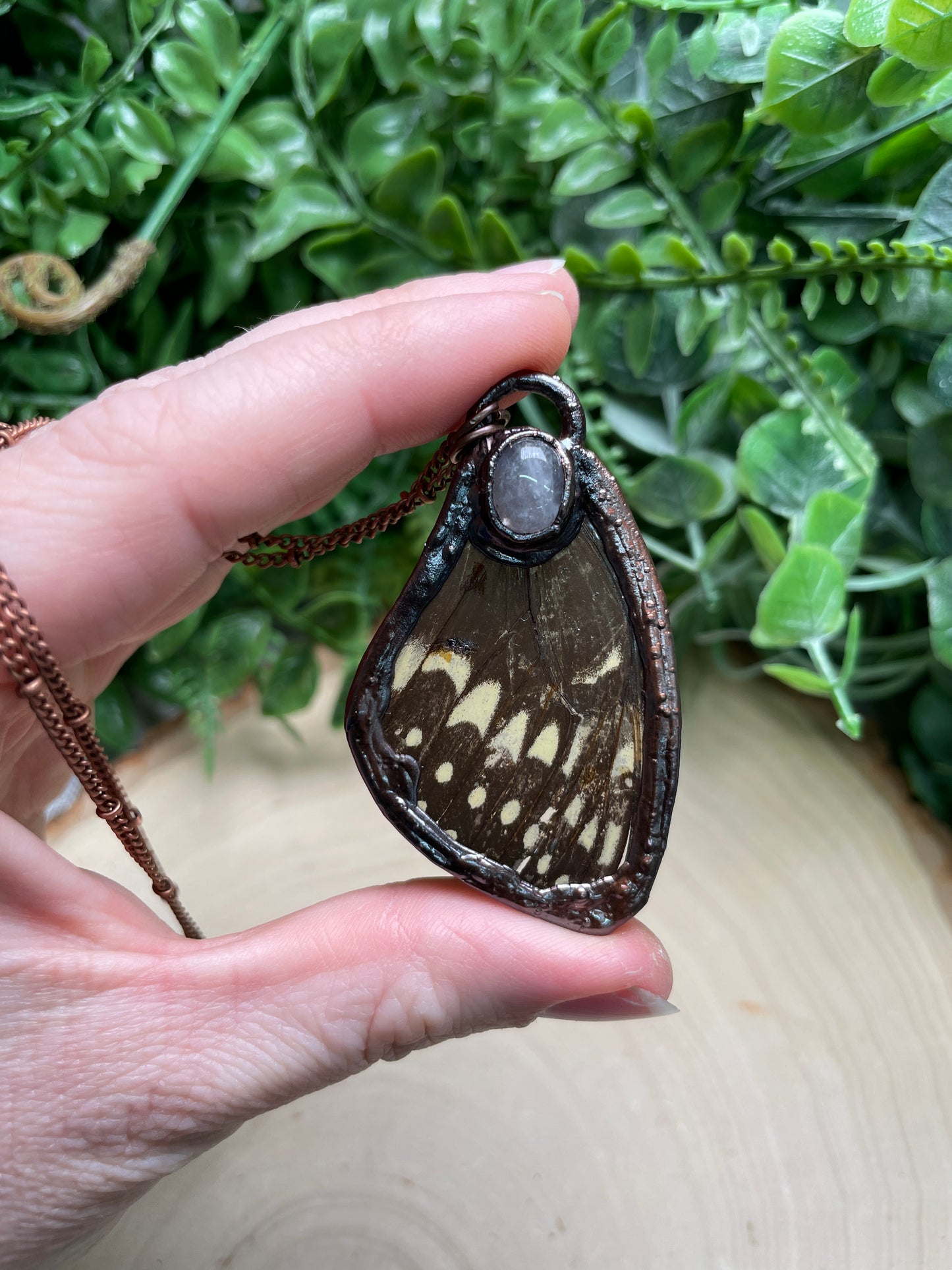 Rose Quartz Butterfly Wing Necklace