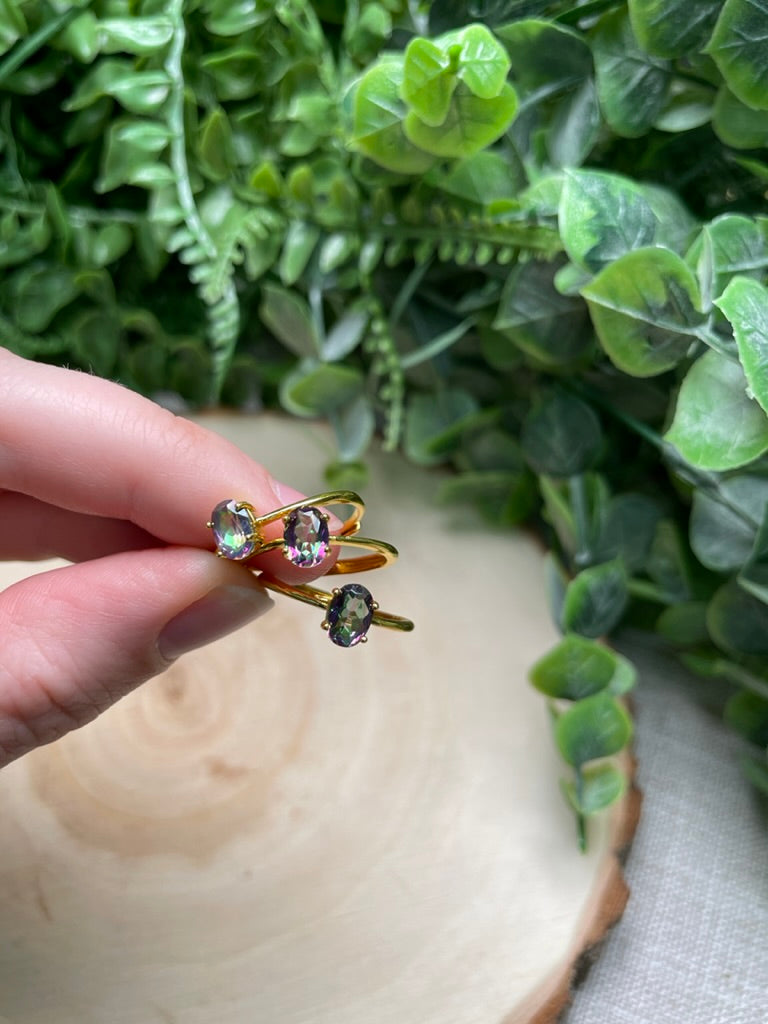 Rainbow Crystal Adjustable Ring