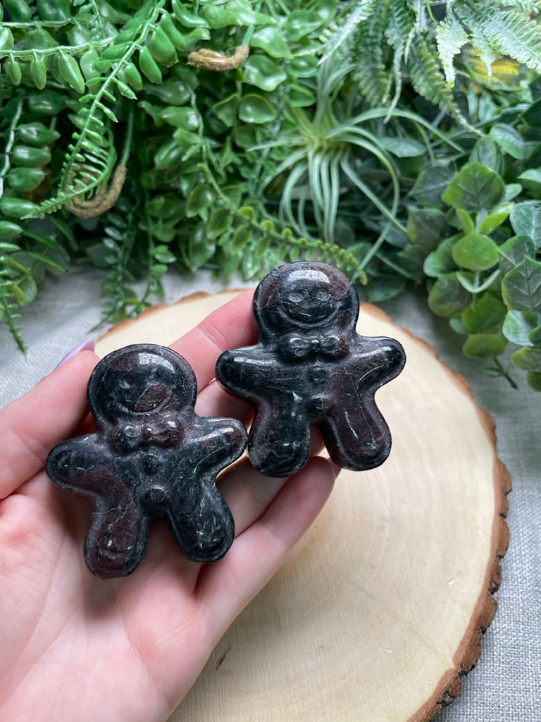 Garnet in Astrophyllite Gingerbread Man