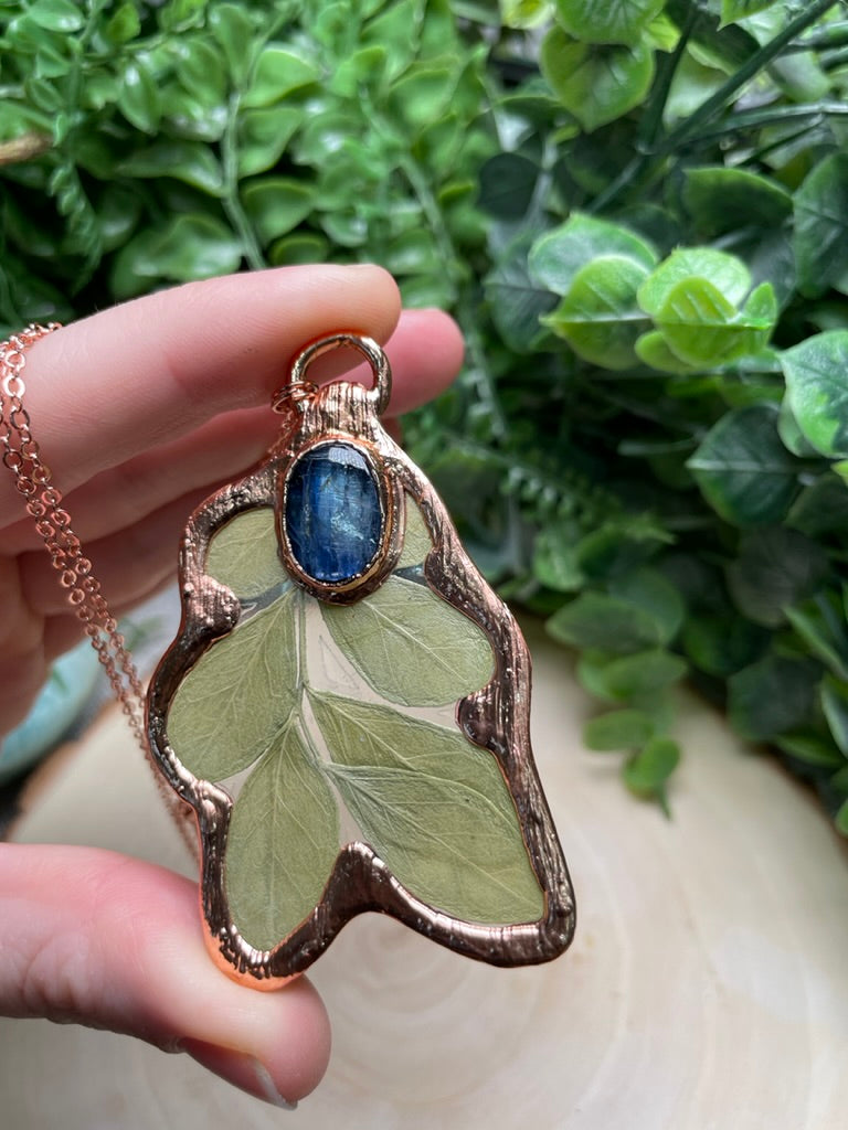 Leaves and Blue Kyanite Necklace