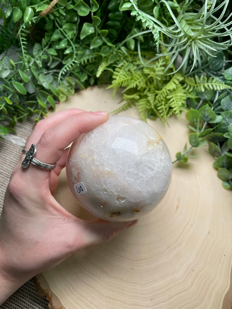 Quartz and Flower Agate Sphere