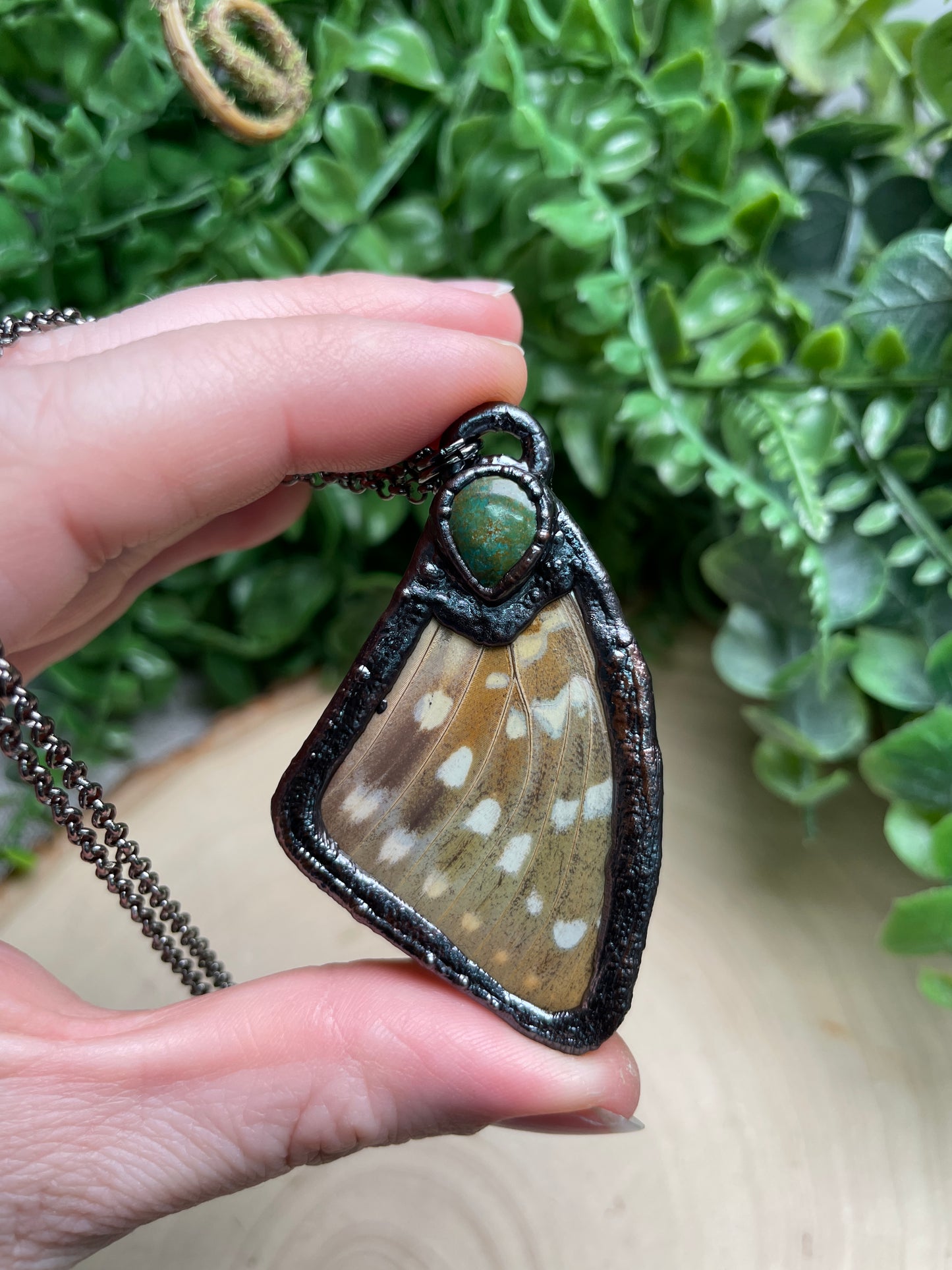 Natural Turquoise Butterfly Wing Necklace