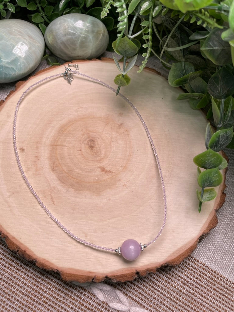 Kunzite and Clear Quartz Choker Necklace