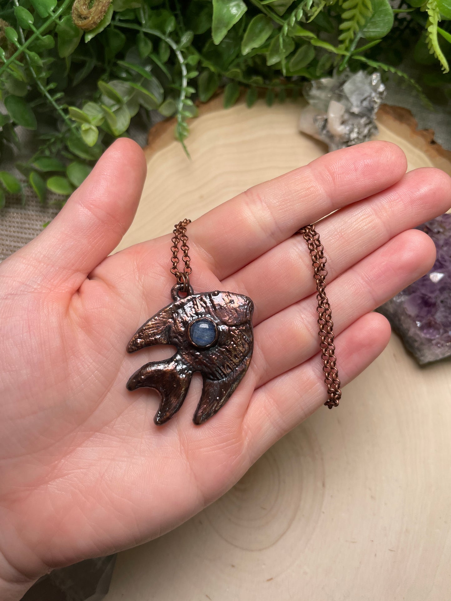 Blue Kyanite Fish Necklace