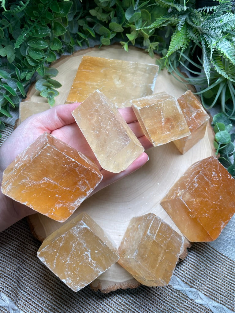 Honey Calcite Cube