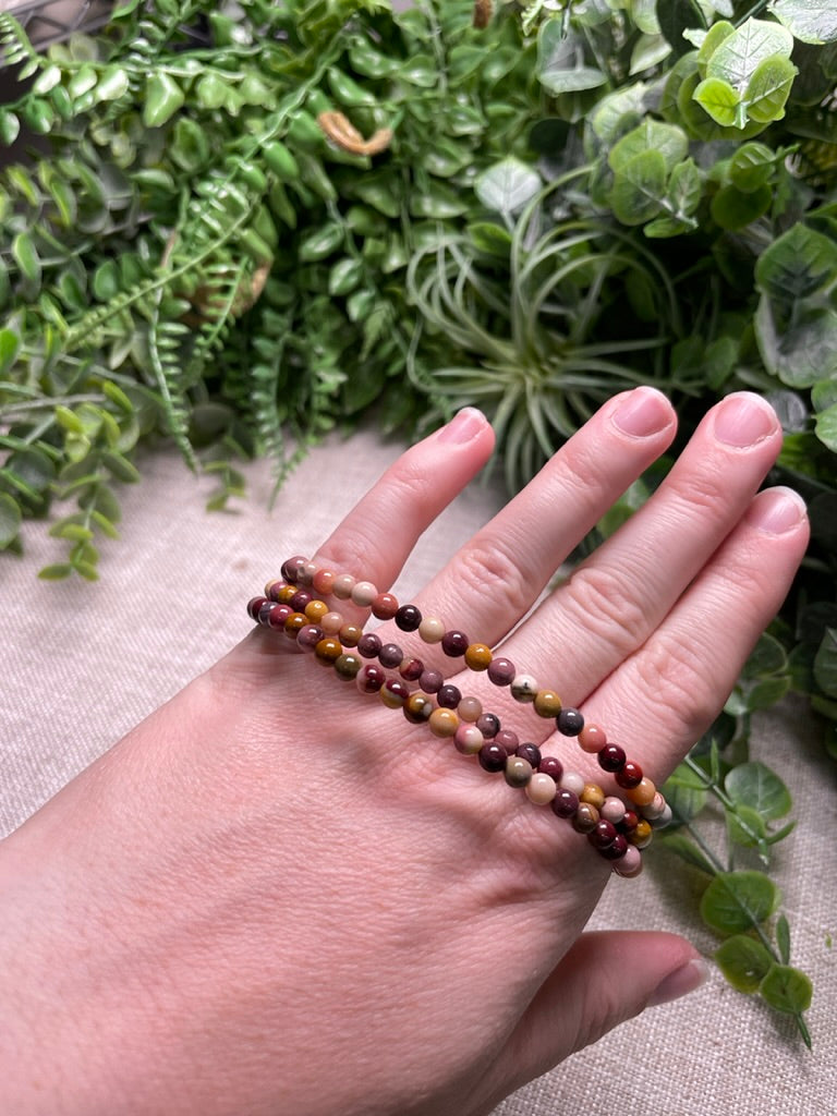 Mookaite Jasper 4mm Beaded Bracelet