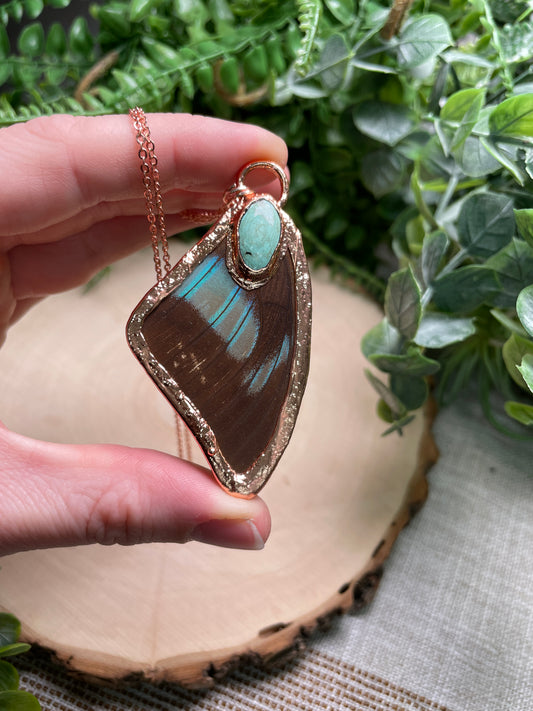 Natural Turquoise Butterfly Wing Necklace