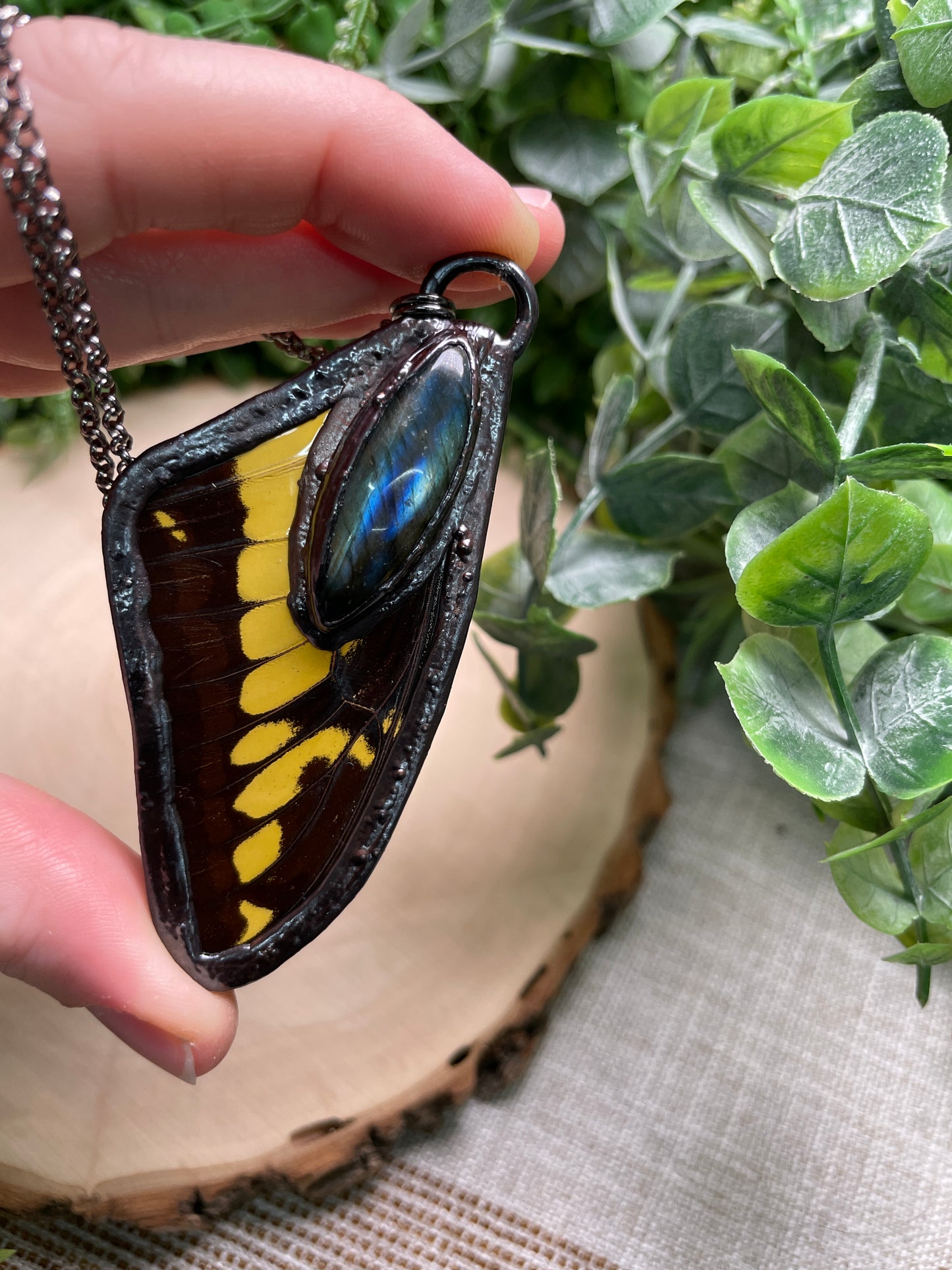 Labradorite Butterfly Wing Necklace