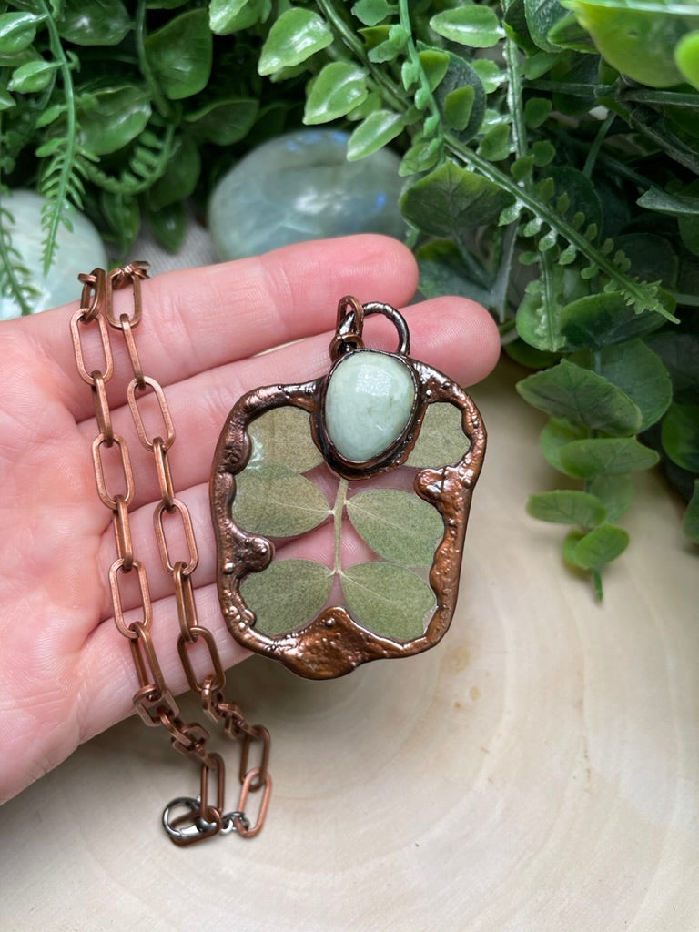 Leaf and Natural Turquoise Necklace