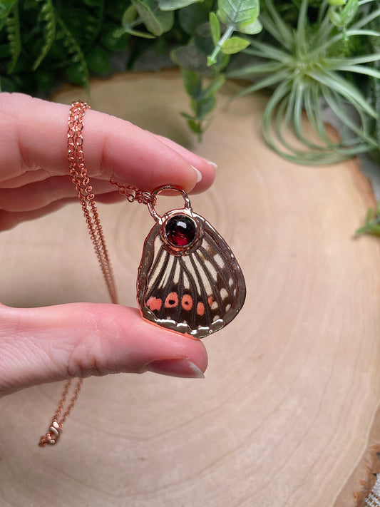Garnet Butterfly Wing Necklace