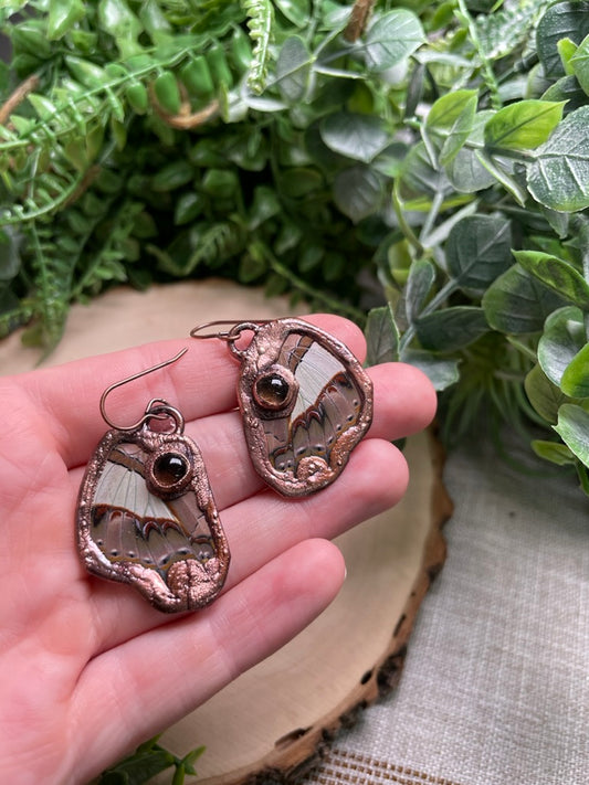 Smoky Quartz Butterfly Wing Earrings