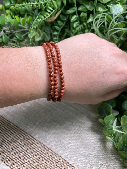 Goldstone 4mm Beaded Bracelet