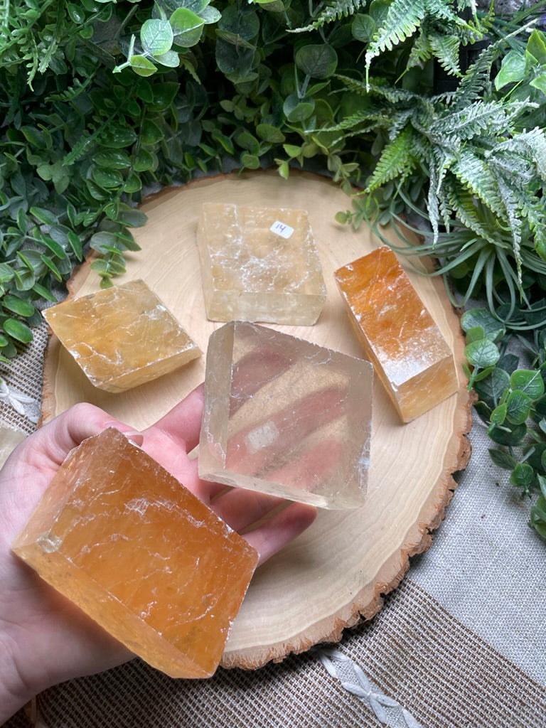 Honey Calcite Cube