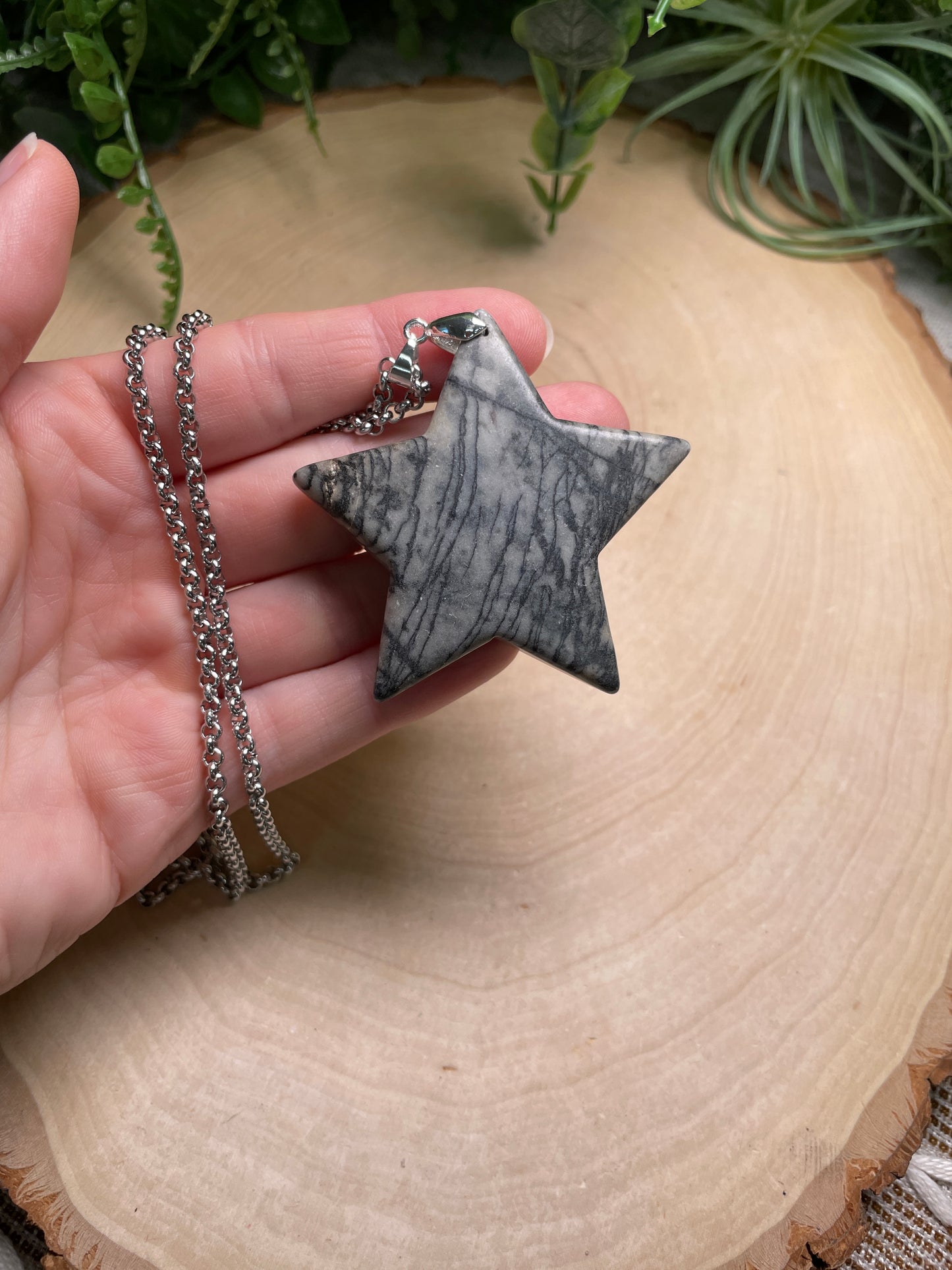 Spiderweb Jasper Chunky Star Necklace