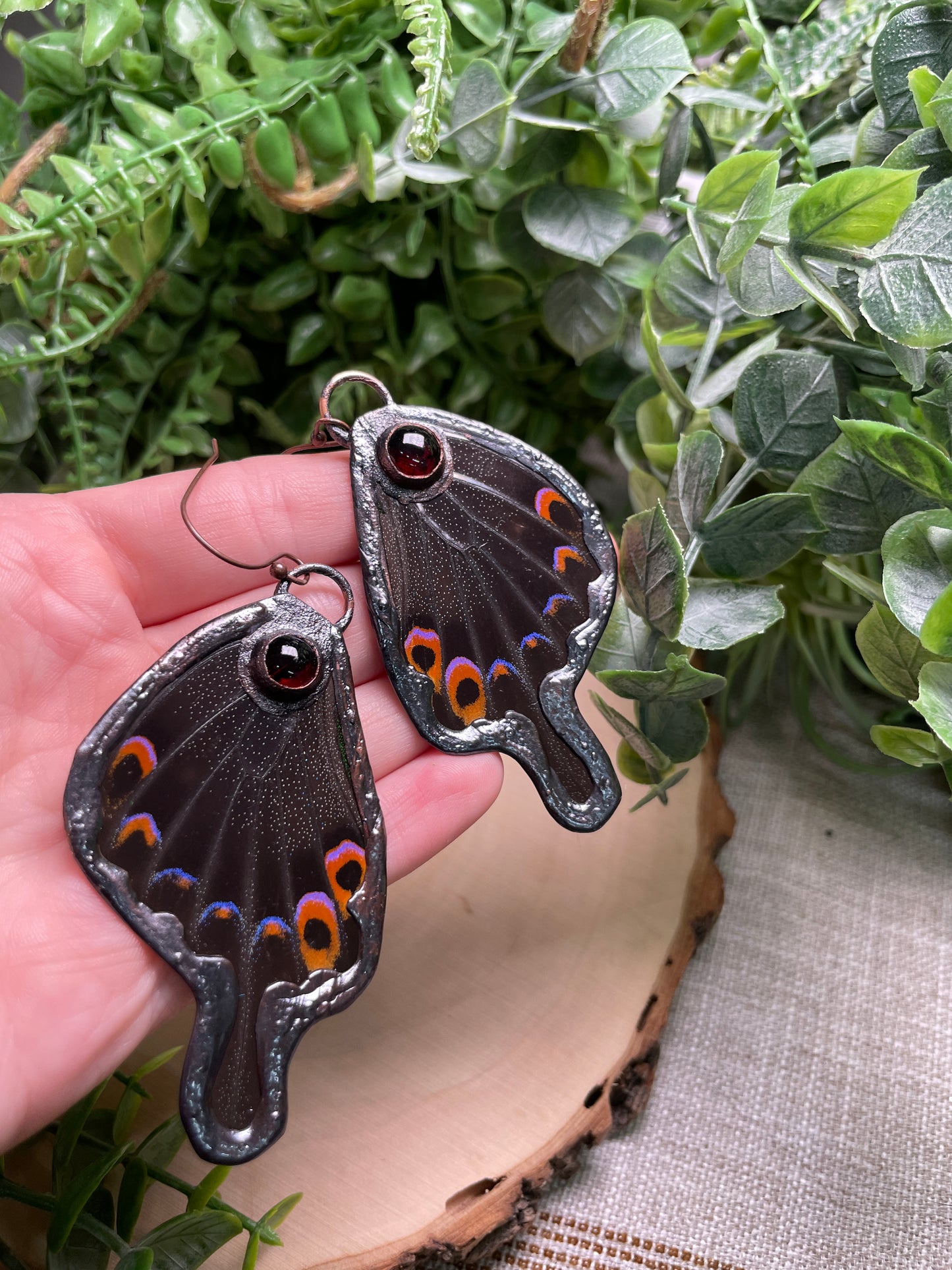 Garnet Butterfly Wing Earrings