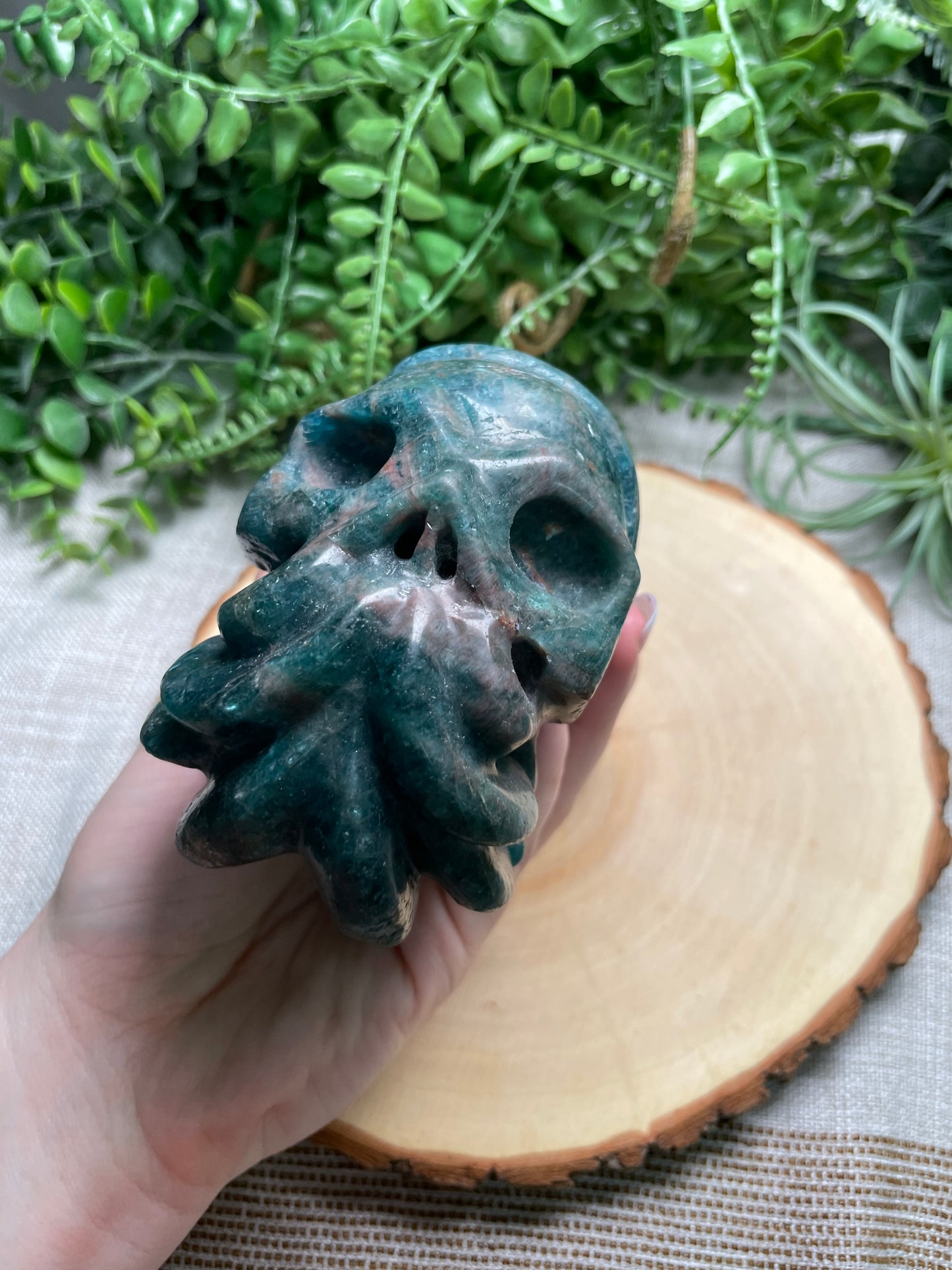 Blue Apatite Cthulhu Skull