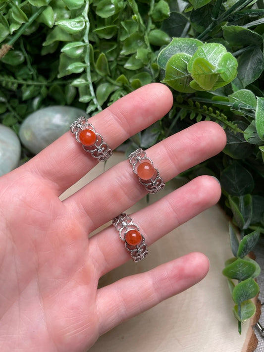 Orange Agate Adjustable Ring