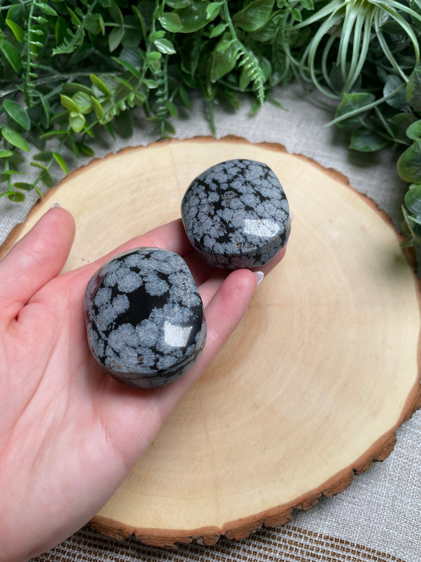 Snowflake Obsidian Palm Stone