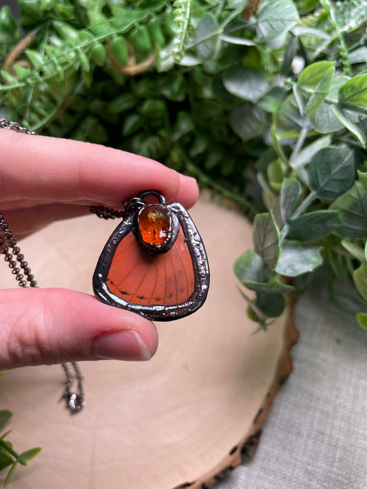 Resin Goddess Face Butterfly Wing Necklace