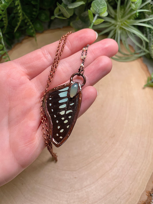 Prehnite Butterfly Wing Necklace