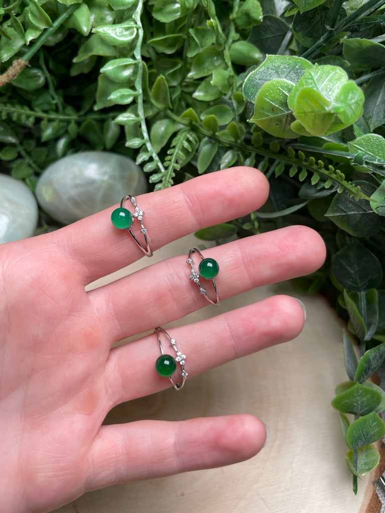 Green Agate Adjustable Ring