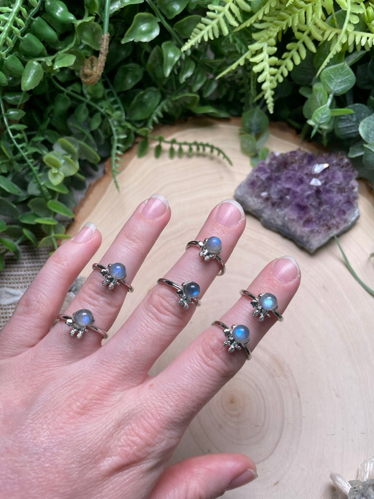 Labradorite Astronaut Holding a Star Adjustable Ring