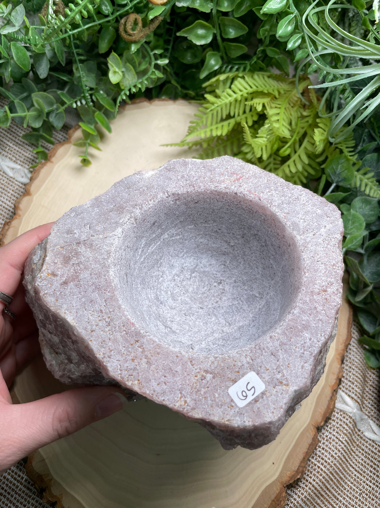 XL Chunky Rose Quartz Bowl/ Plant Holder