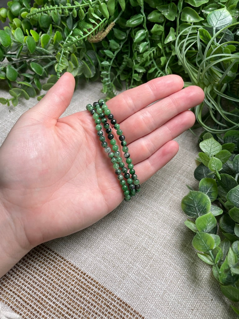 Ruby in Zoisite 4mm Beaded Bracelet