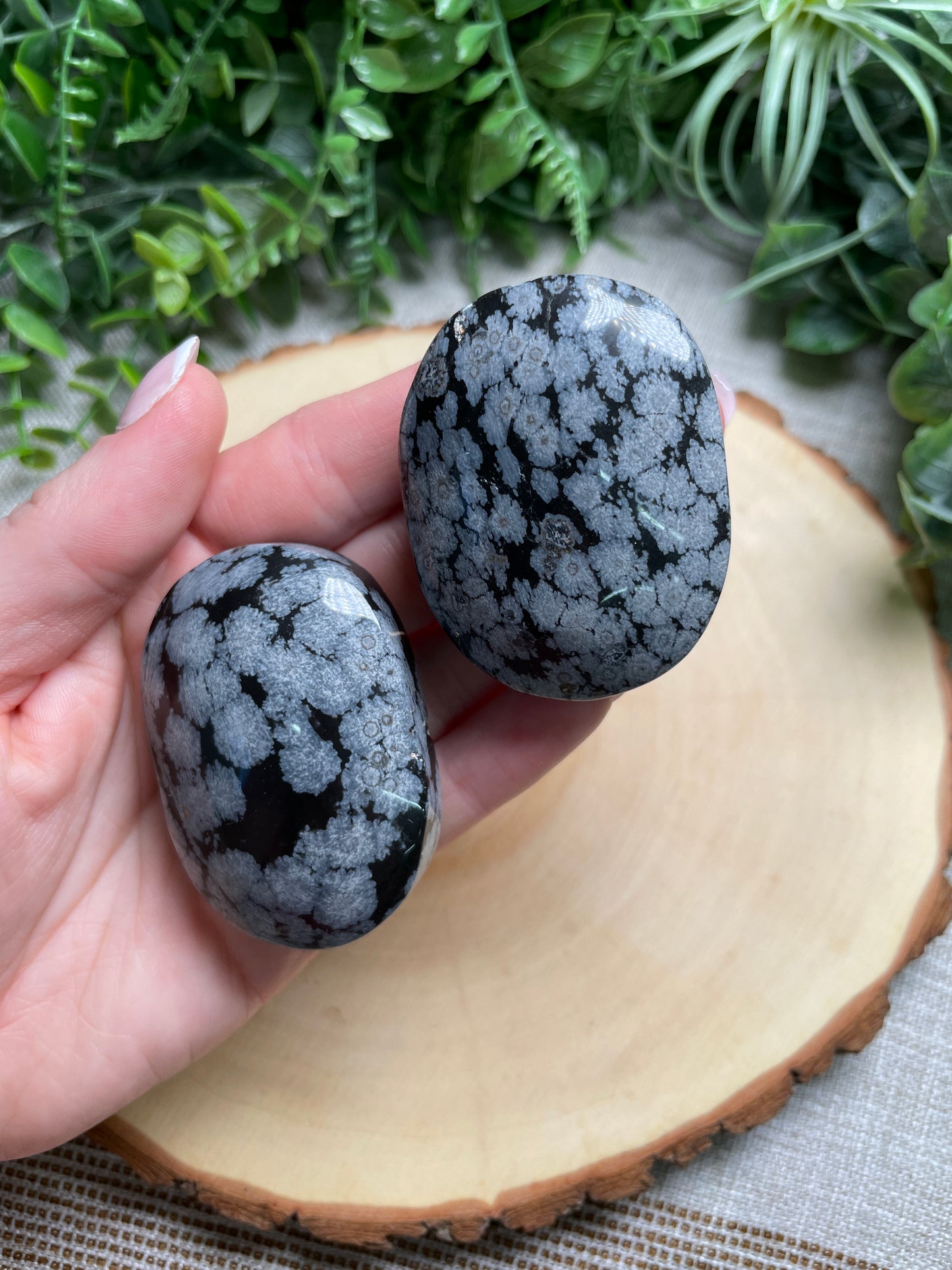 Snowflake Obsidian Palm Stone