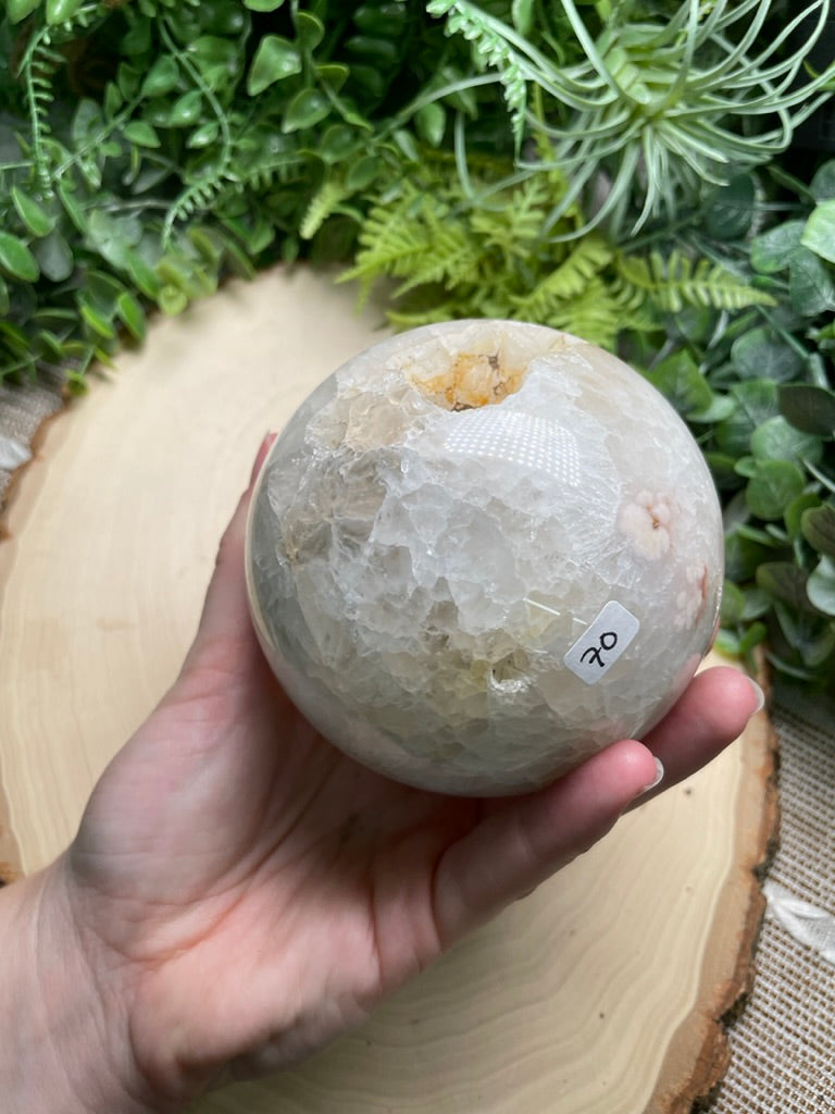 Quartz and Flower Agate Sphere