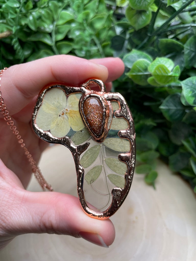 Floral and Sunstone Necklace