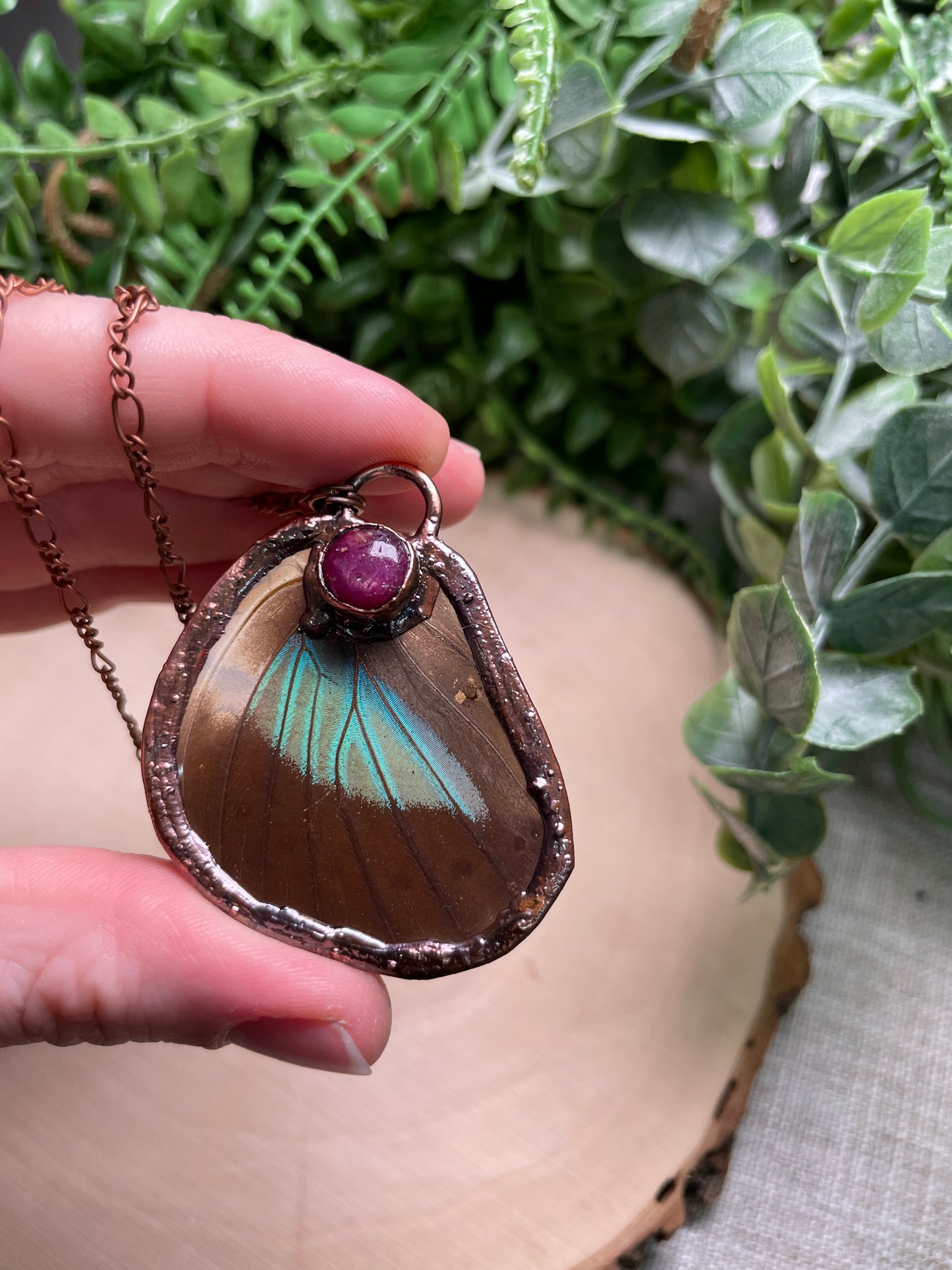 Star Ruby Butterfly Wing Necklace