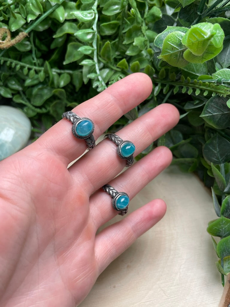 Blue Agate Adjustable Ring