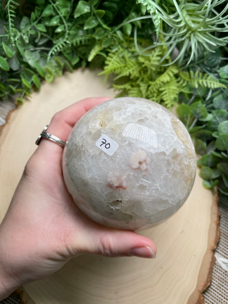 Quartz and Flower Agate Sphere