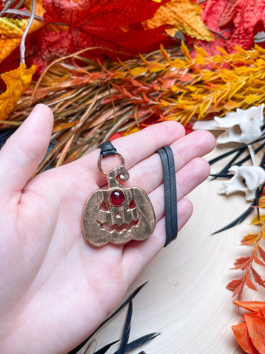 Garnet Jack-O-Lantern Necklace