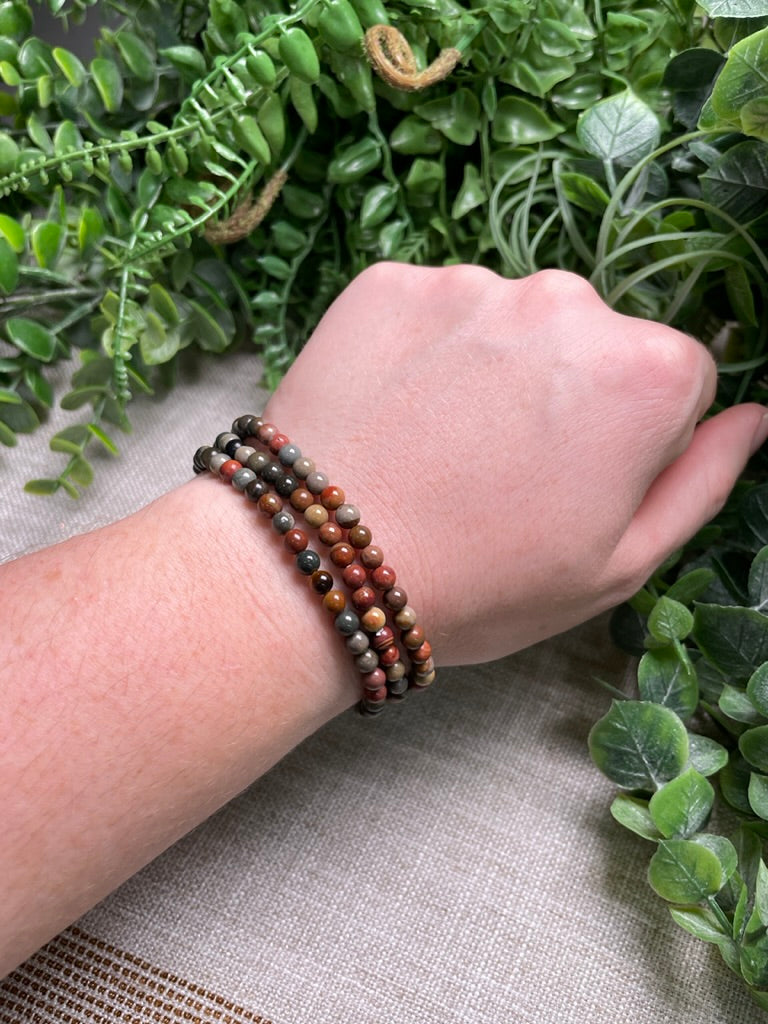 Polychrome Jasper 4mm Beaded Bracelet